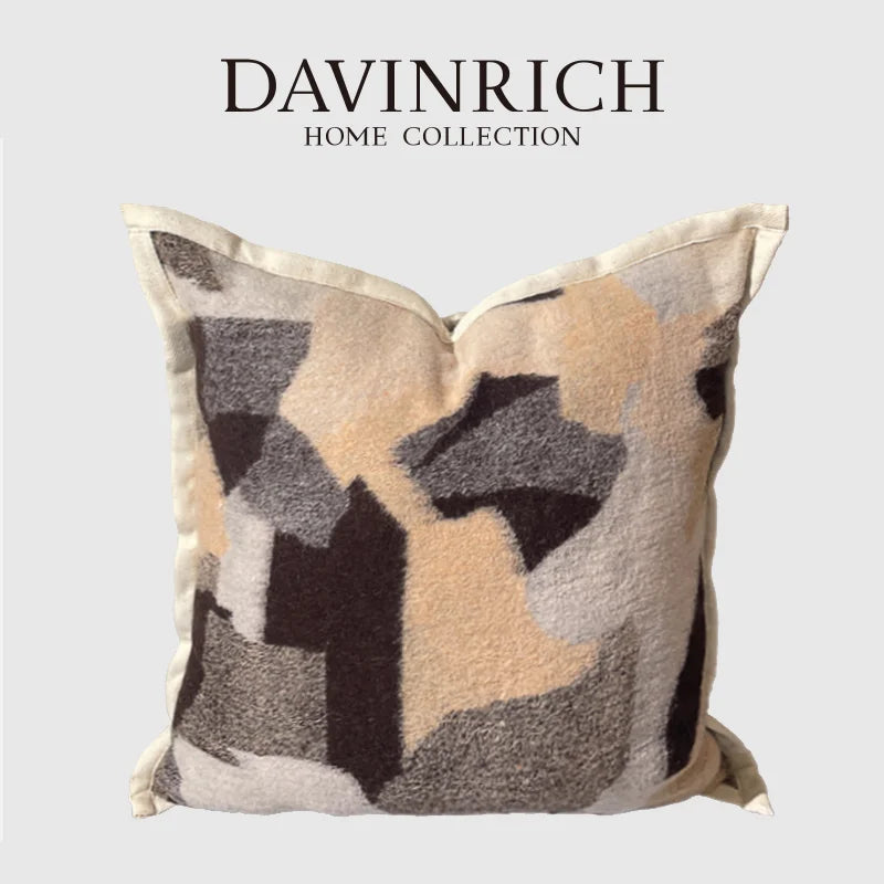 Afralia™ Studio Block Geometry Knit Cushion Cover 50x50cm Modern Living Room Decor