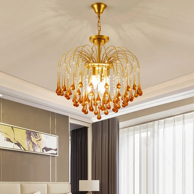 Afralia™ Crystal Water Drop Ceiling Chandelier for Home Decor and Lighting