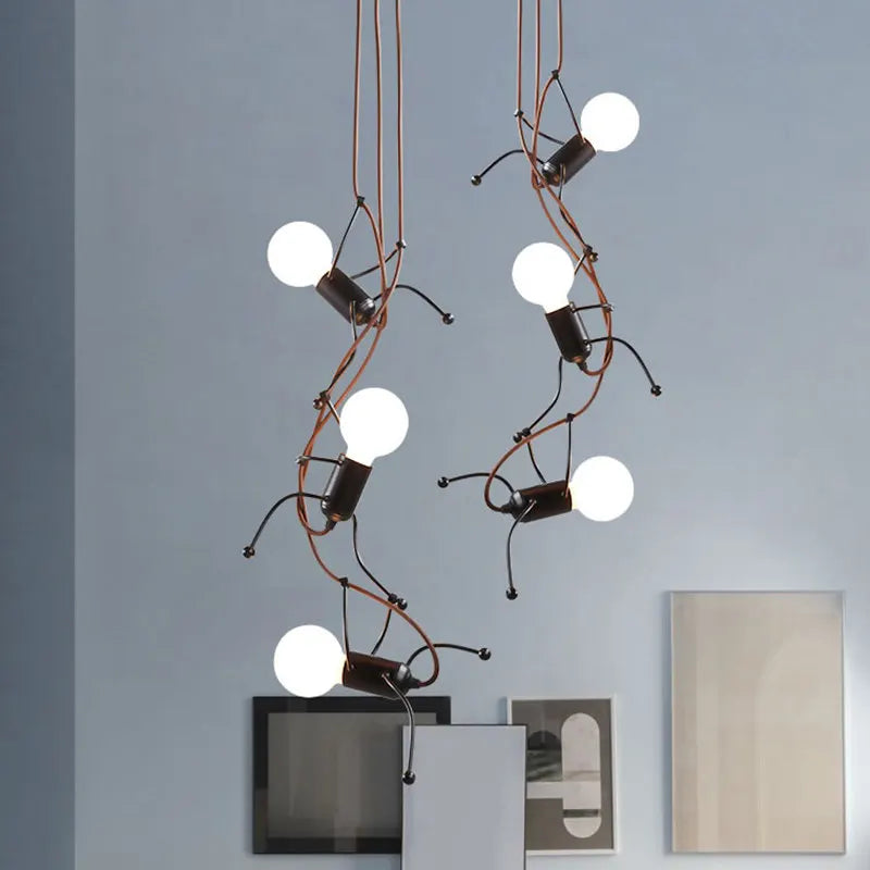 Afralia™ Iron Man Chandelier: Modern Creative Art Climber for Aisle, Corridor, Children's Room, Bedroom