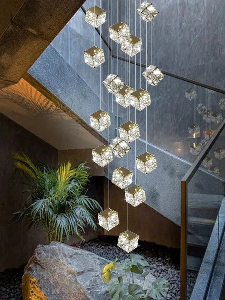 Afralia™ Crystal Modern Chandelier for Living Room Luxury Loft LED Lighting Staircase Chandelier