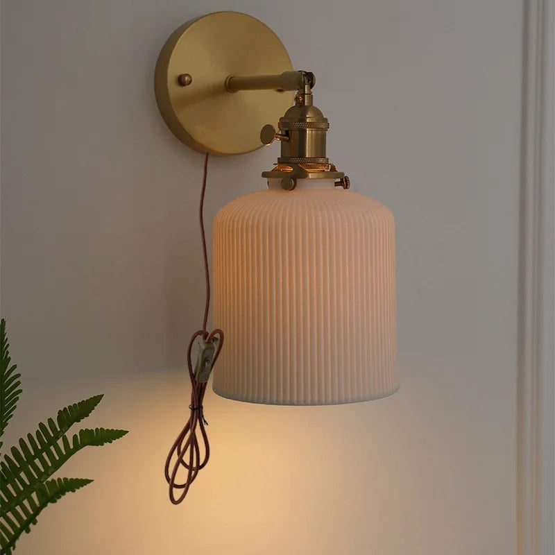 Afralia™ Ceramic Knob Switch Wall Light by IWHD - Modern LED Sconce for Bedroom, Hallway & Bathroom