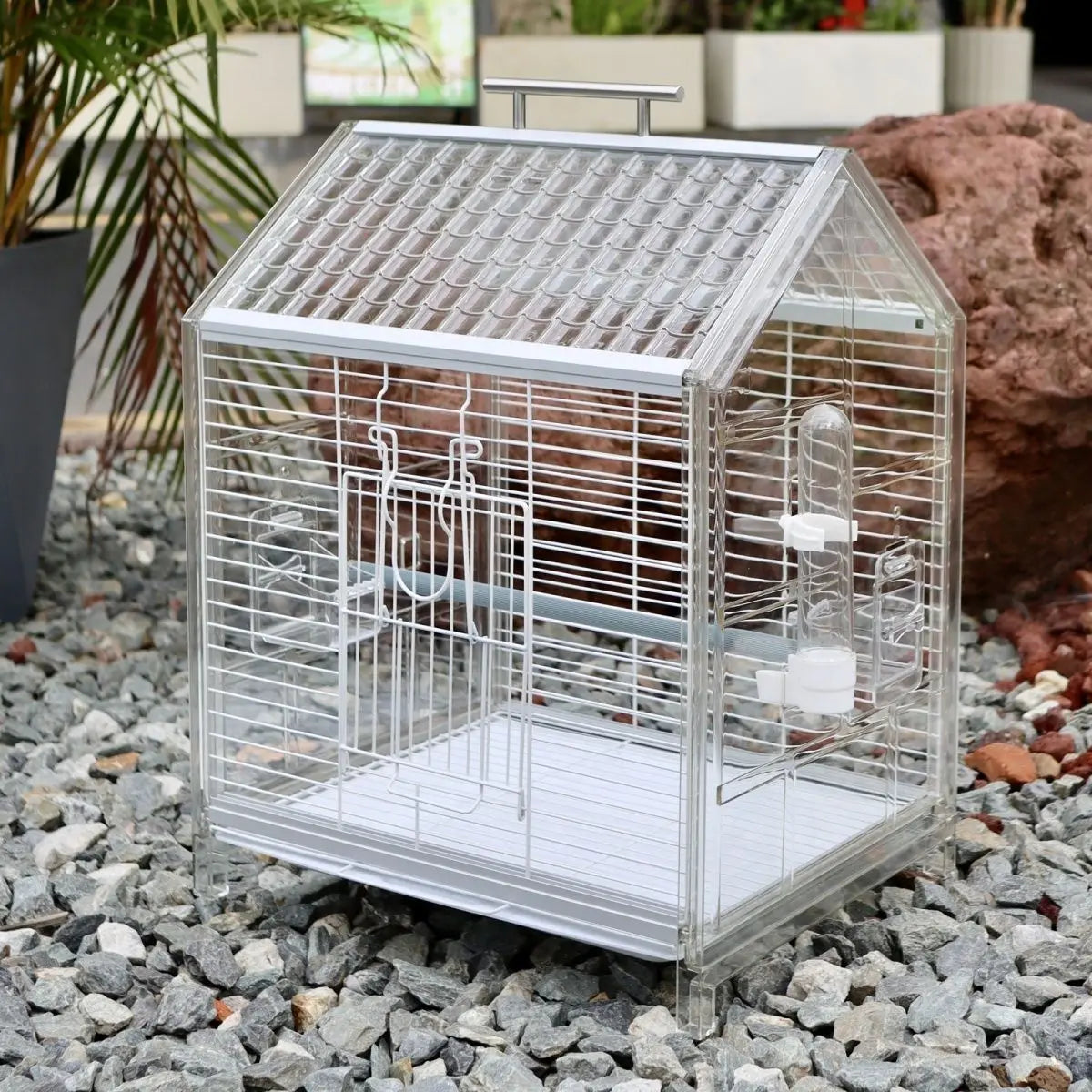 Afralia™ Luxury Villa Bird Cage for Budgerigar - Transparent Splash-Proof - Pearl Finish.