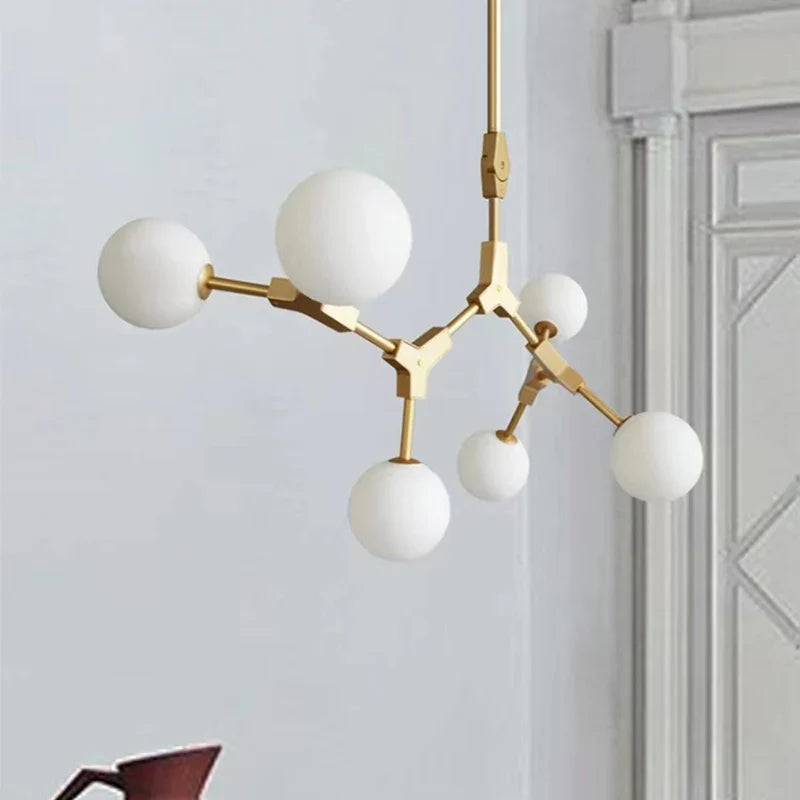 Afralia™ Glass Ball Chandelier: Modern Nordic Living Room LED Pendant Lamp