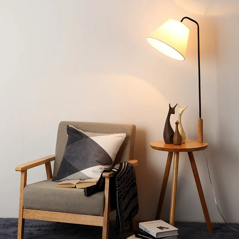 Afralia™ Nordic Wood LED Floor Lamp for Modern Living Room and Study