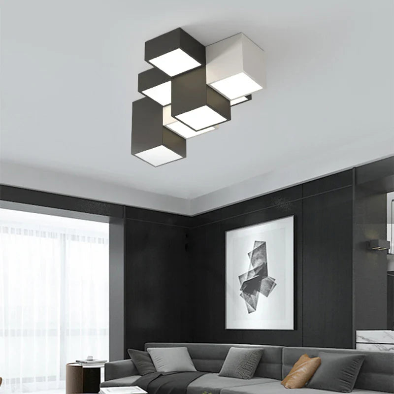 Afralia™ Geometric LED Ceiling Light for Modern Bedroom, Study Room - Black/White Luxe Design