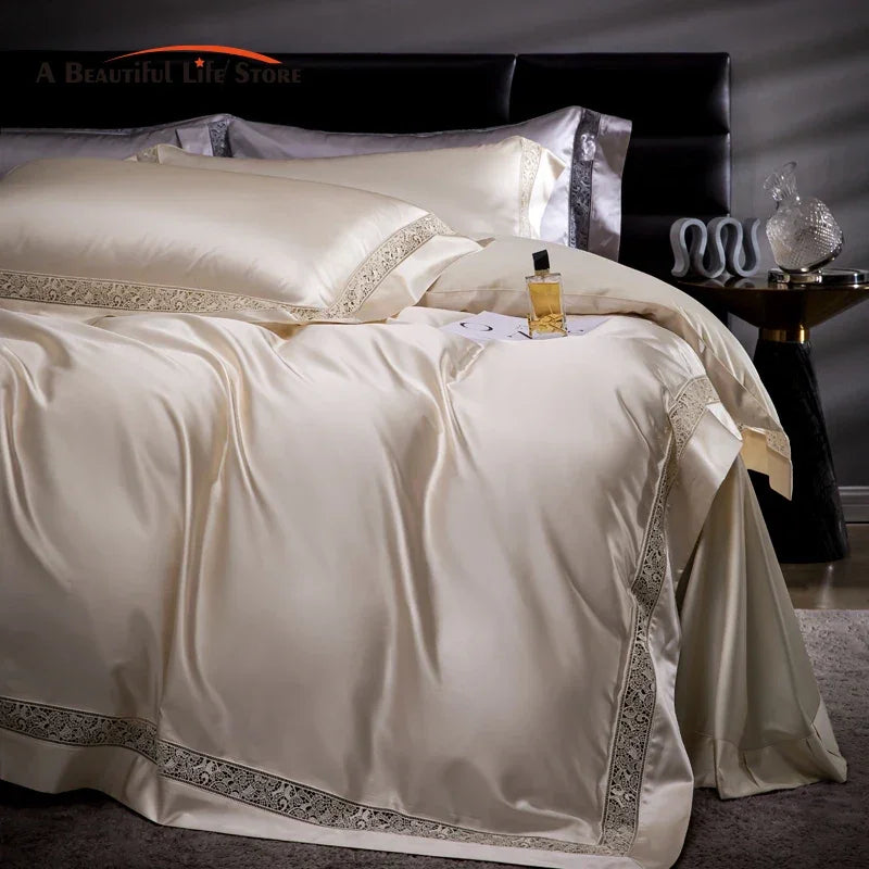 Afralia™ Damask Lyocell Cotton Bedding Set with Soft Silky Finish