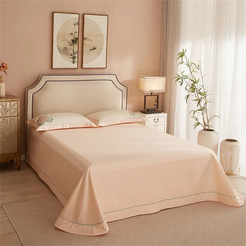 Afralia™ Pink Satin Jacquard Lotus Duvet Set 4Pcs Queen King Bedlinens