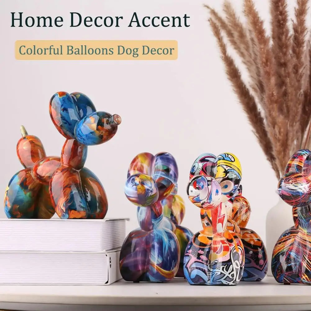 Afralia™ Colorful Balloon Dog Statue | Modern Home Desktop Decoration