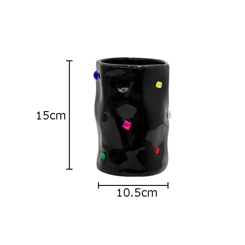 Afralia™ Gemstone Ceramic Vase: Desk Decor, Floral Arrangement, Room Aesthetic