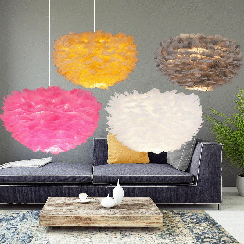 Afralia™ Nordic Feather Chandelier: Warm, Romantic LED Pendant Lamps for Girl Room and Clothes Shop