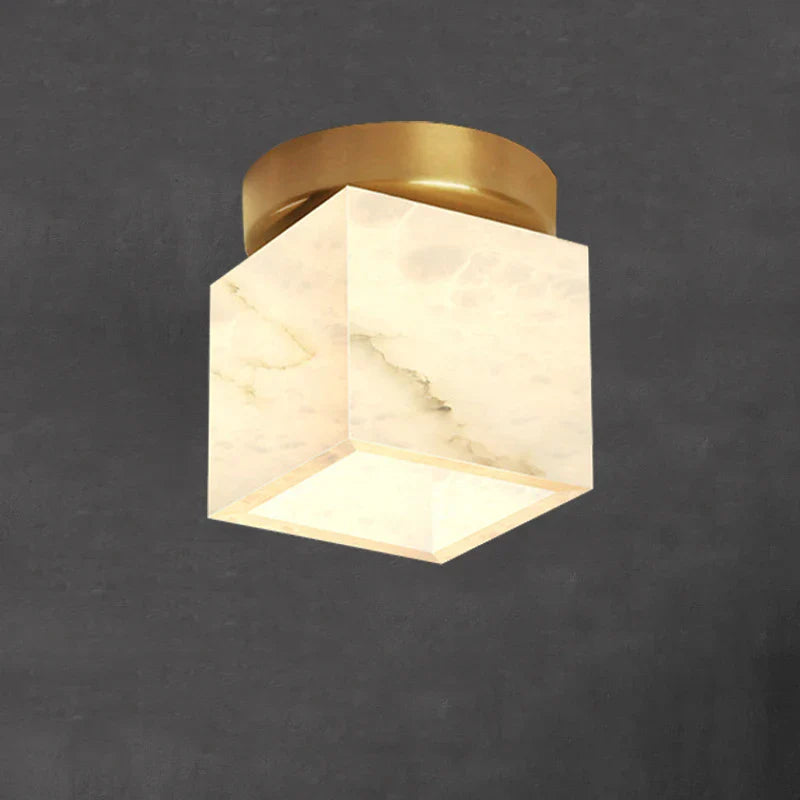 Afralia™ Golden Brass LED Marble Ball Ceiling Lamp for Restroom, Bedroom, Balcony, Aisle