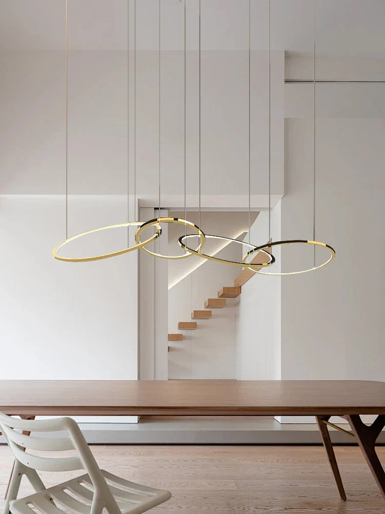 Afralia™ Modern Gold Round LED Pendant Lights for Kitchen Island Bar, Lustres Lamparas