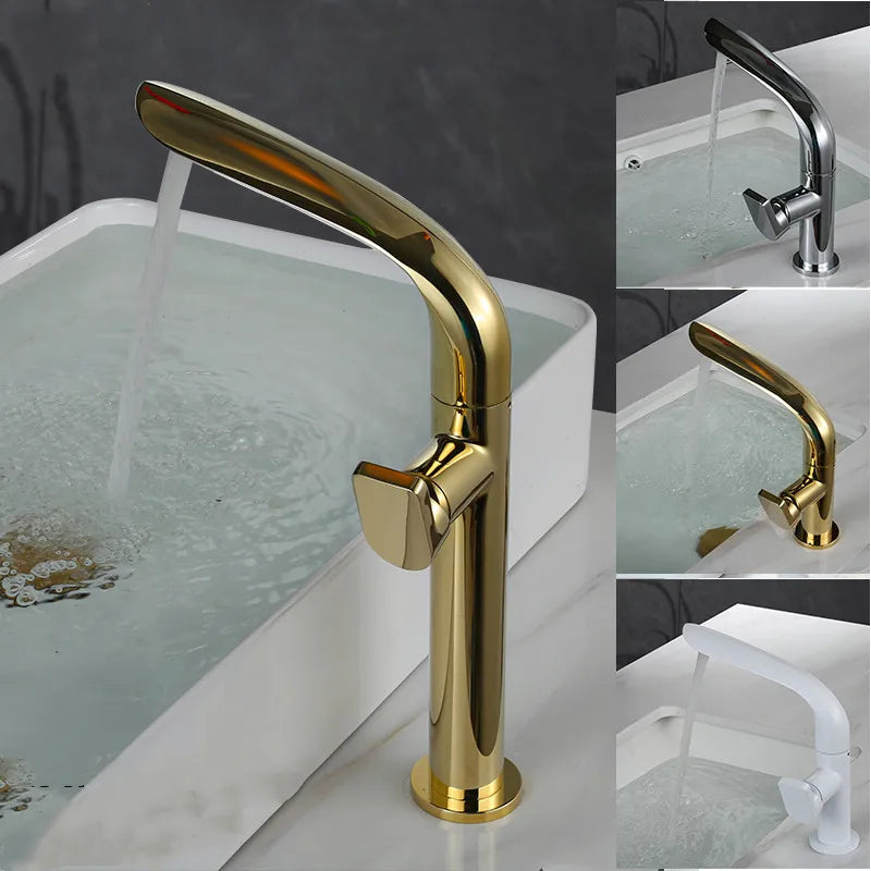 Afralia™ Brushed Gold Basin Faucet - Brass Single Handle Bathroom Mixer Tap