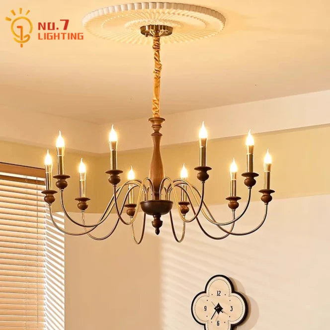 Afralia™ Retro LED Candle Chandelier for Bedroom Living Room Bar
