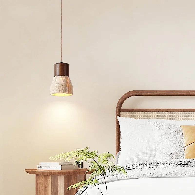 Afralia™ LED Hanging Lamps Yellow Travertine Pendant Lighting for Bedroom Living Dining Room