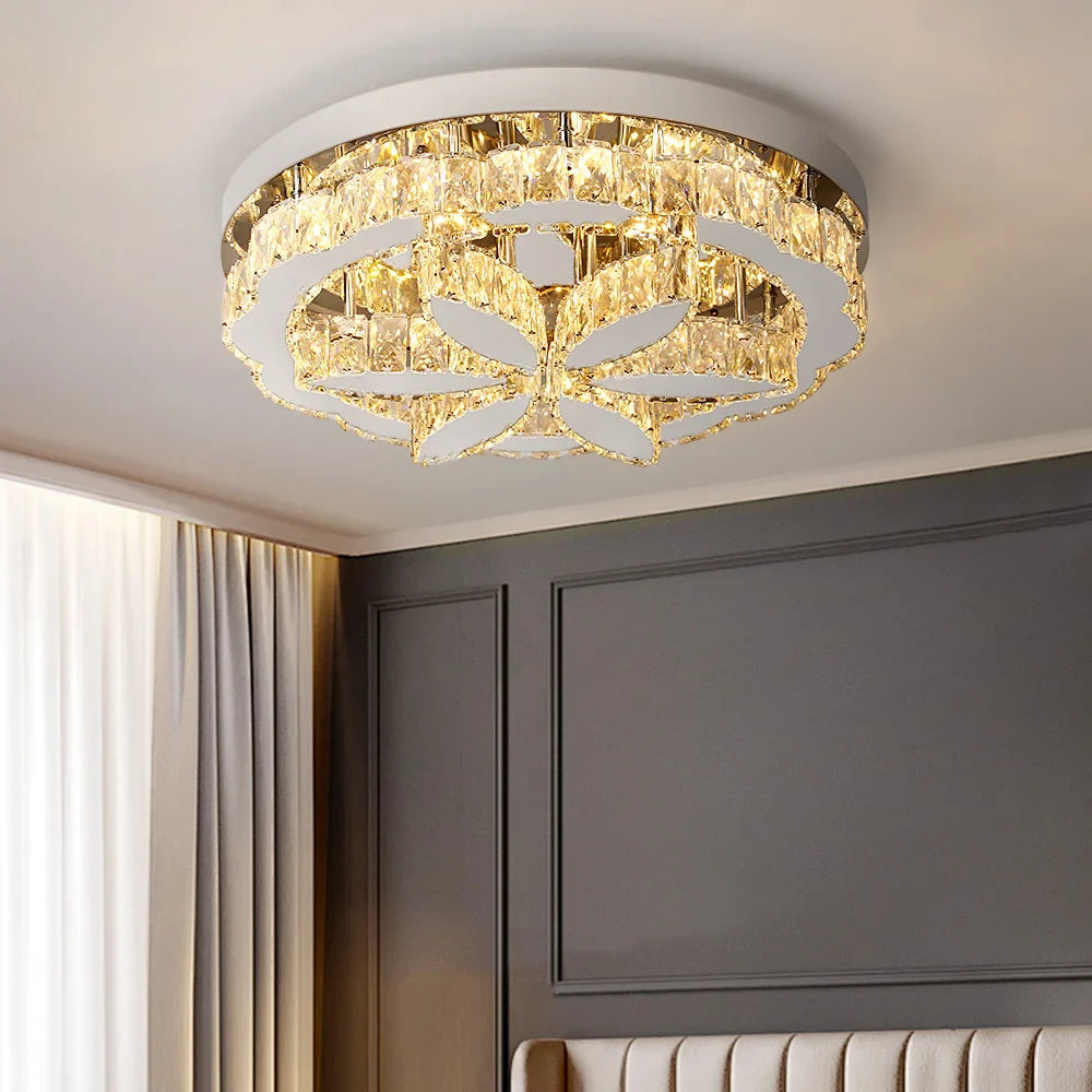Afralia™ Crystal Ceiling Chandelier: Modern LED Light with RC Dimming for Luxe Home Decor