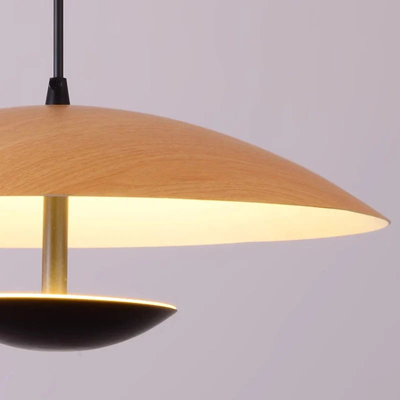 Afralia™ Wood Grain Black LED Pendant Light for Dining Room Kitchen Home Decor