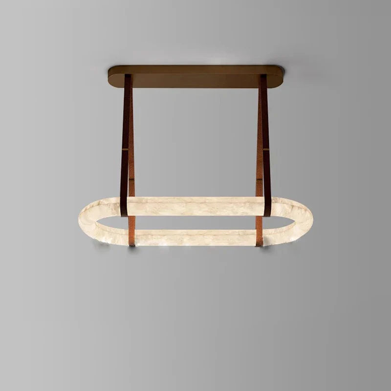 Afralia™ Oval Ring Dolomite Leather Pendant Light - Modern Adjustable Decorative Fixture