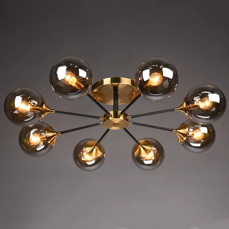 Afralia™ Glass Ball LED Chandelier Ceiling Light for Living Room & Bedroom