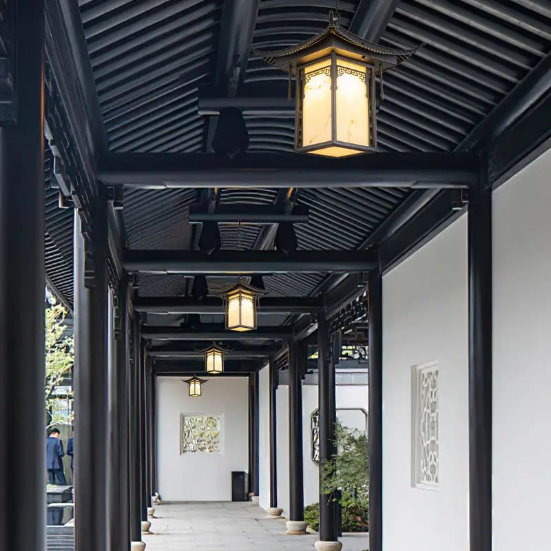 Afralia™ Solar Chinese Courtyard Gazebo Chandelier for Outdoor Villa and Eaves
