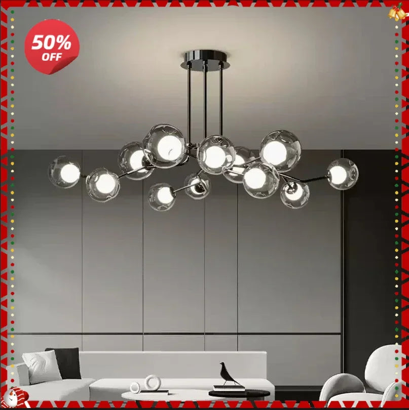 Afralia™ Smoky Gray Glass LED Chandelier Pendant Lights for Dining Room & Kitchen Island