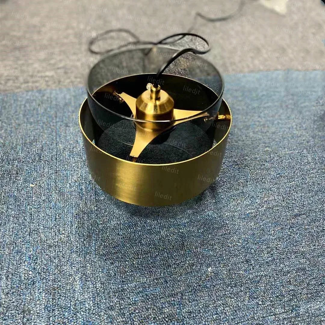 Afralia™ Gold Wrought Iron Glass Shade Pendant Light for Restaurant Coffee Bar