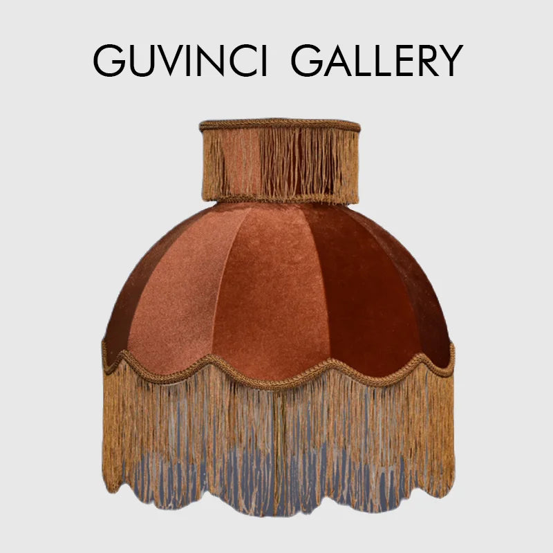 Afralia™ Peach Velvet Tassel Lampshade: Luxury Victorian Style for Floor & Table Lamps