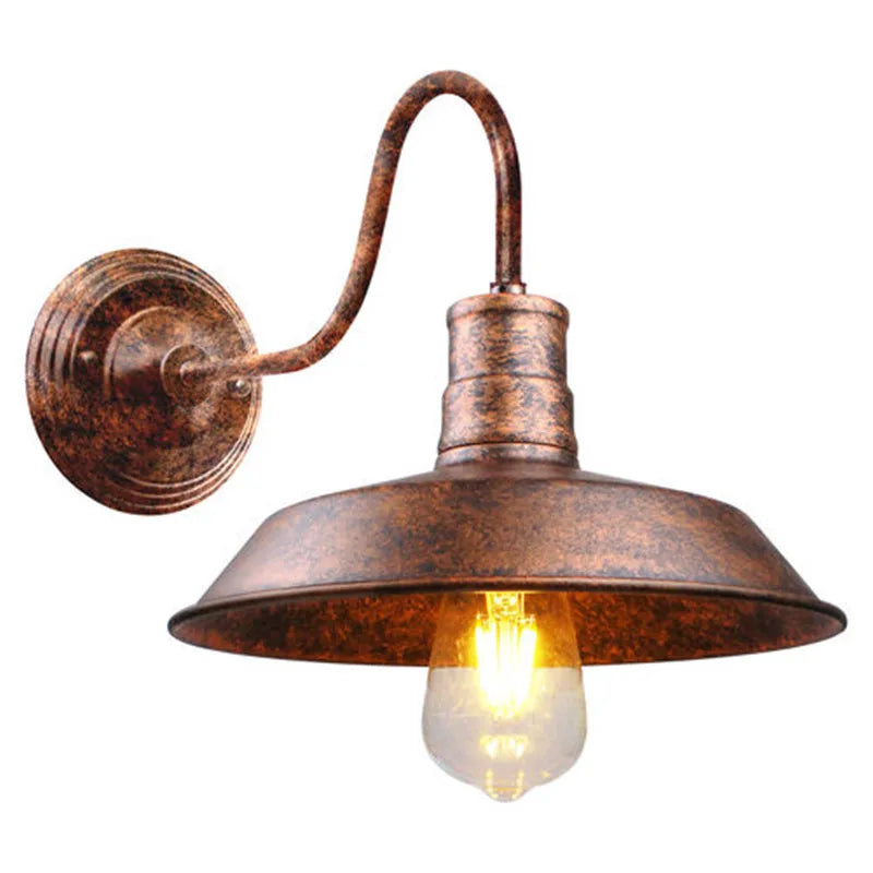 Afralia™ Vintage Industrial Iron Cage Farmhouse Wall Sconce LED E27 Gooseneck Wall Light