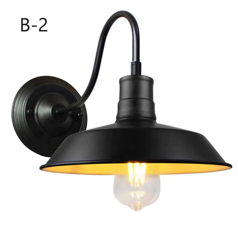 Afralia™ Vintage Industrial Iron Cage Farmhouse Wall Sconce LED E27 Gooseneck Wall Light