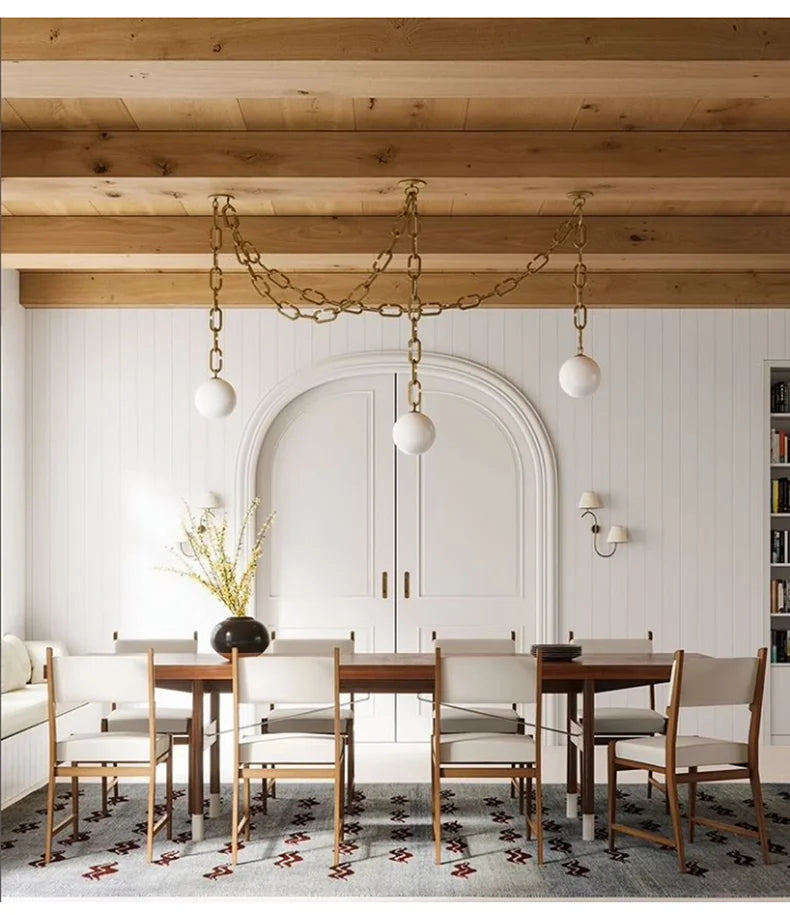 Afralia™ Glass Chain Chandelier LED Pendant Light for Living Room and Bedroom