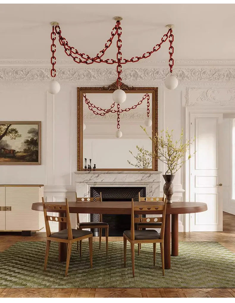 Afralia™ Glass Chain Chandelier LED Pendant Light for Living Room and Bedroom