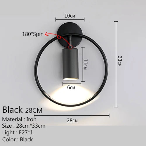 Afralia™ Adjustable LED Brass Gold Ring Wall Sconce Light for Home Hotel Bar