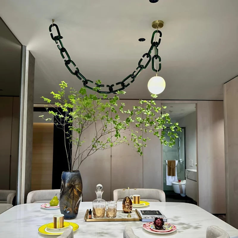 Afralia™ Glass Chain Chandelier LED Pendant Light for Living Room and Bedroom