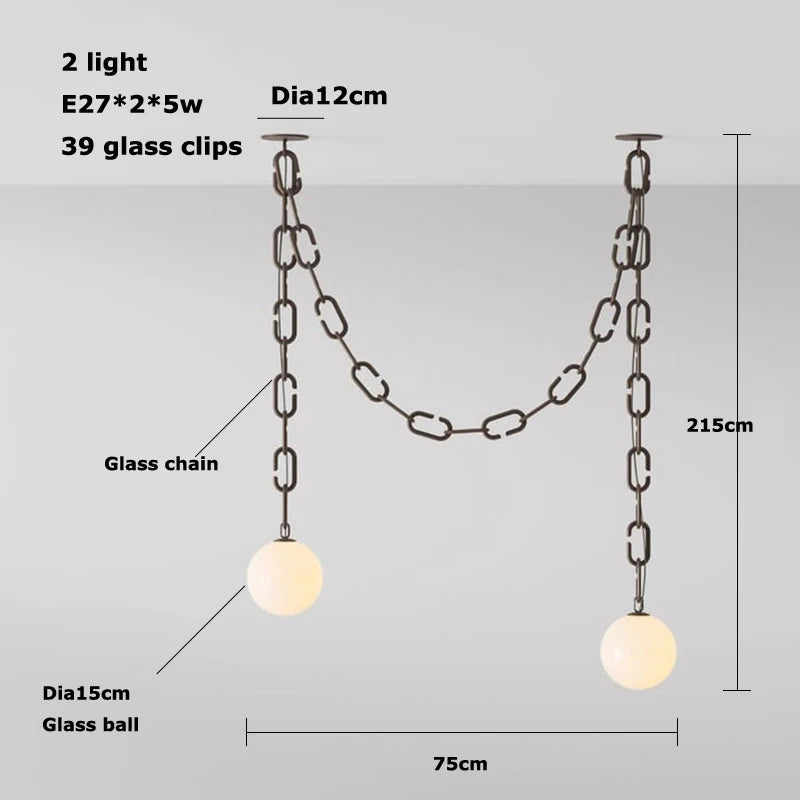 Afralia™ Glass Chain Chandelier LED Pendant Light for Living Room and Bedroom