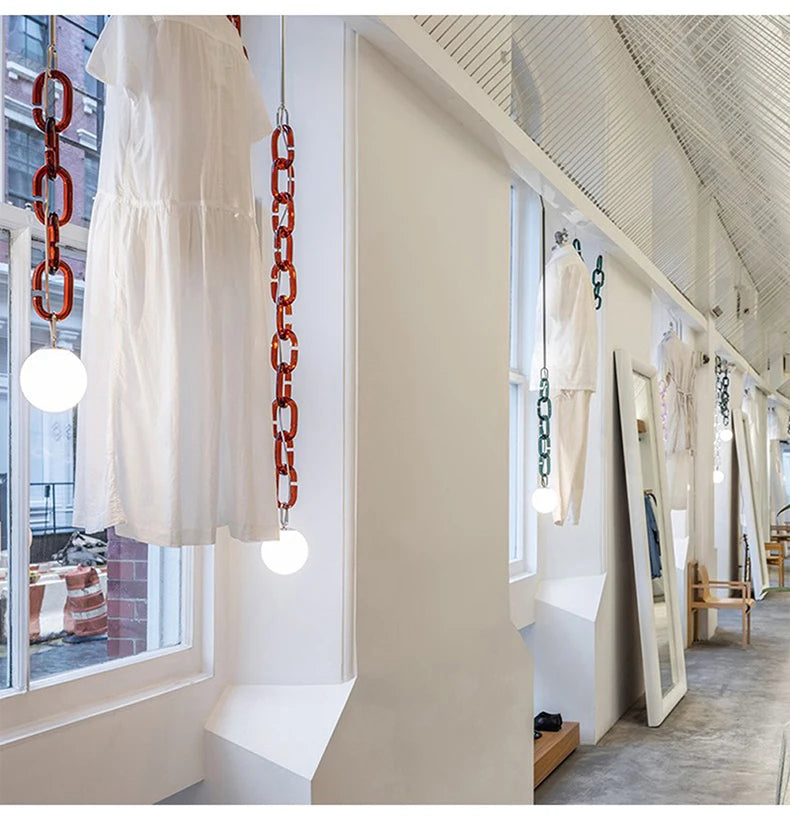 Afralia™ Glass Chain Chandelier LED Pendant Light for Living Room and Bedroom