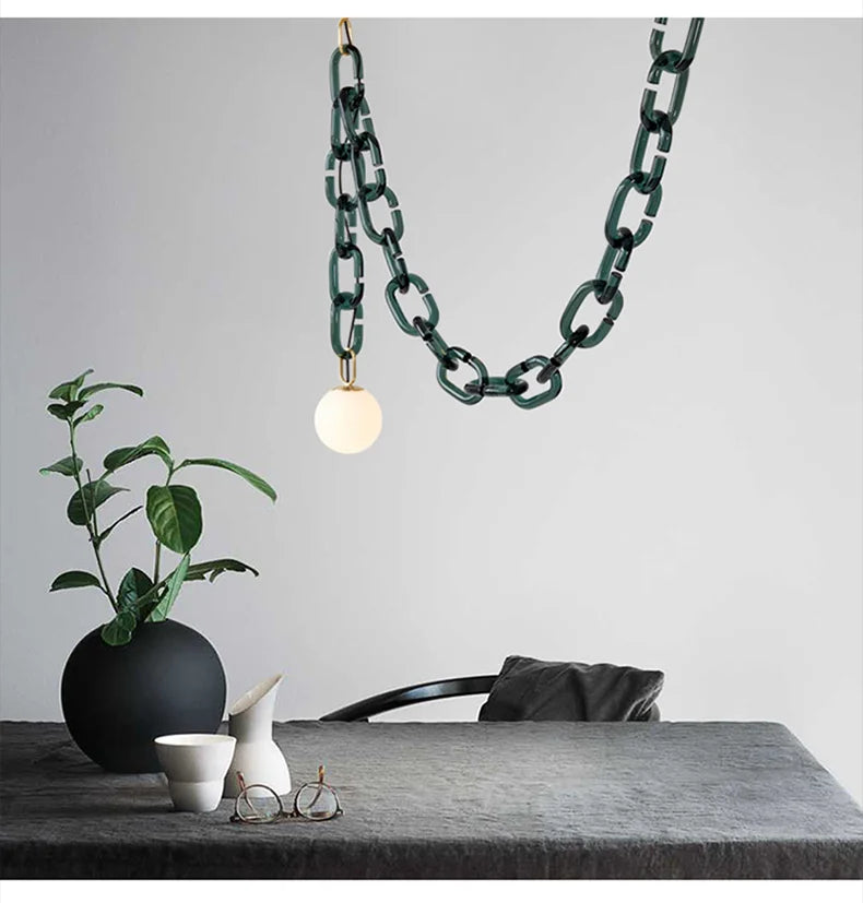Afralia™ Glass Chain Chandelier LED Pendant Light for Living Room and Bedroom