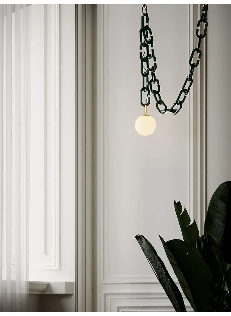 Afralia™ Glass Chain Chandelier LED Pendant Light for Living Room and Bedroom