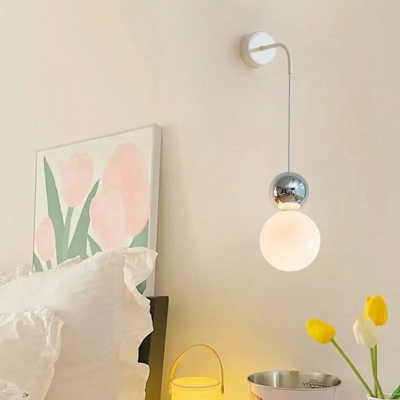 Afralia™ Minimalist Cream Ball LED Pendant Light for Living Room and Bedroom