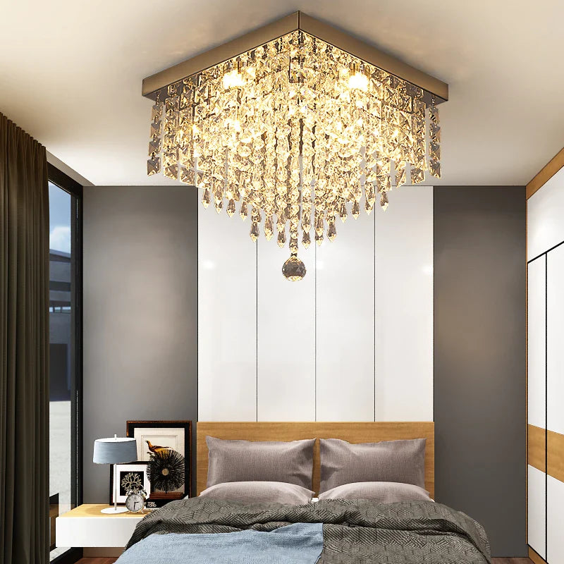 Afralia™ Crystal LED Chandelier Ceiling Lamp for Luxe Home Decor