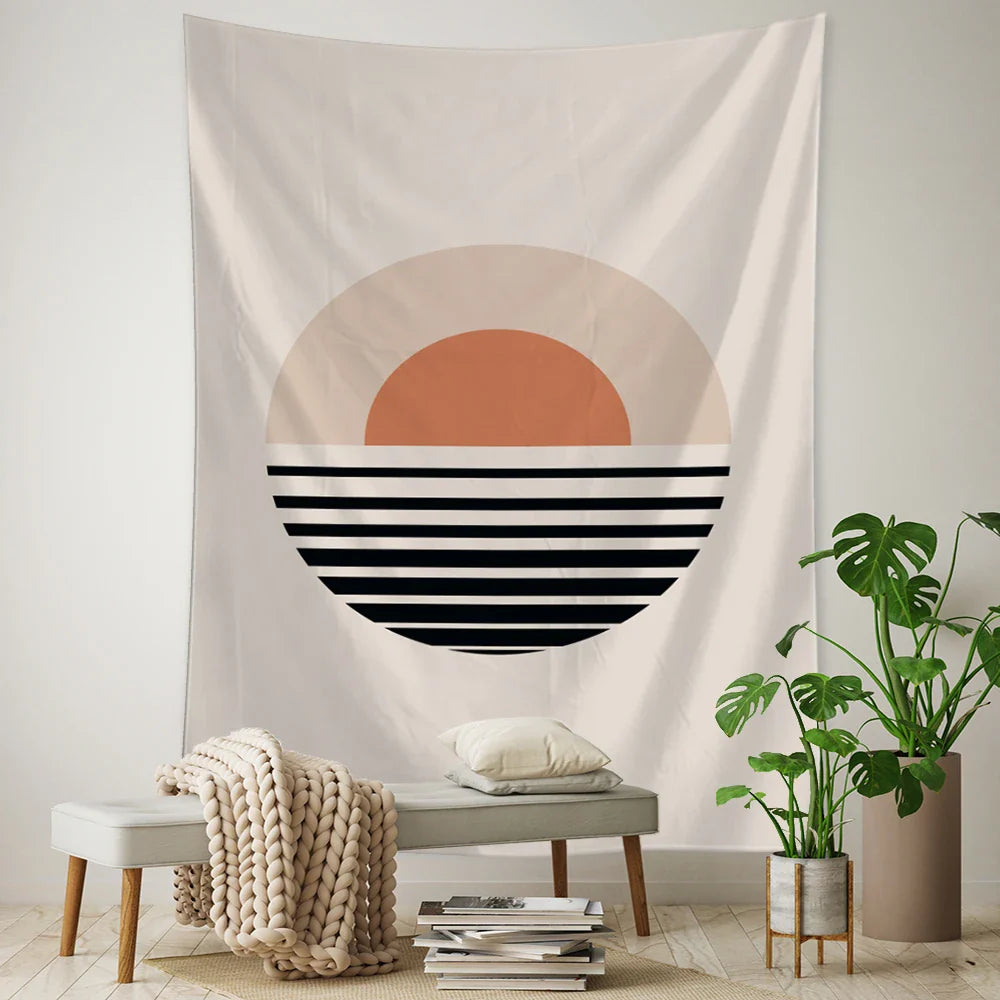 Moon Illustration Tapestry Wall Hanging Afrocentric Boho Hippie Home Decor by Afralia™