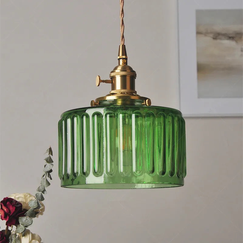 Afralia™ Nordic Glass Pendant Lamp LED Copper Finish Modern Hanging Light