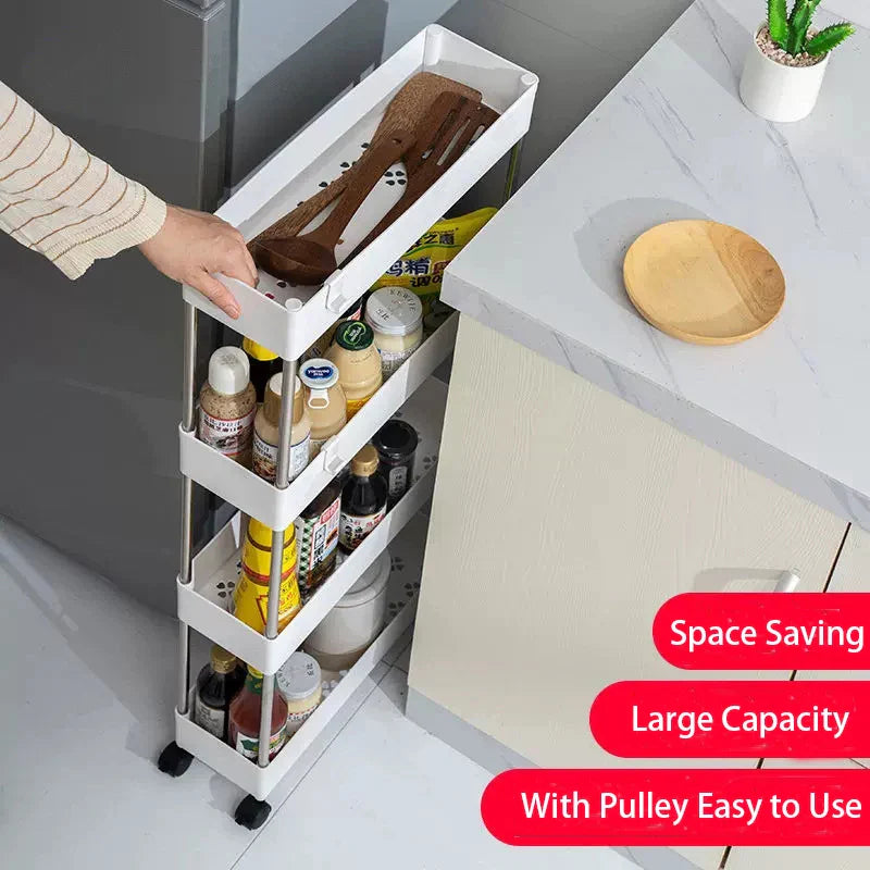 Afralia™ Slim Slide Organizer Rack: Mobile Kitchen/Bathroom Storage Shelf