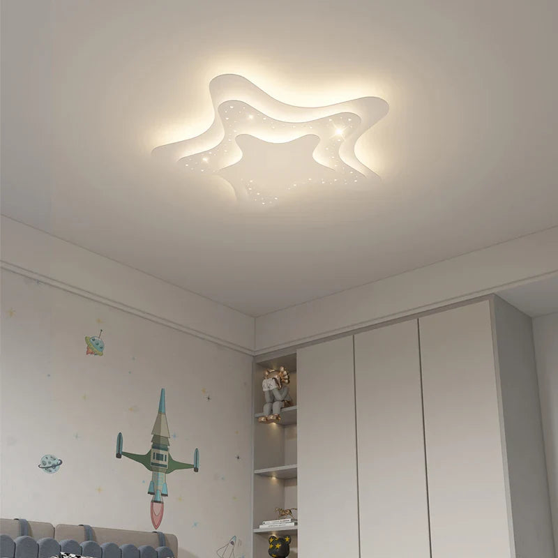 Afralia™ Kids Room LED Chandelier - Stars and Moon Ceiling Lamp for Bedroom Nursery