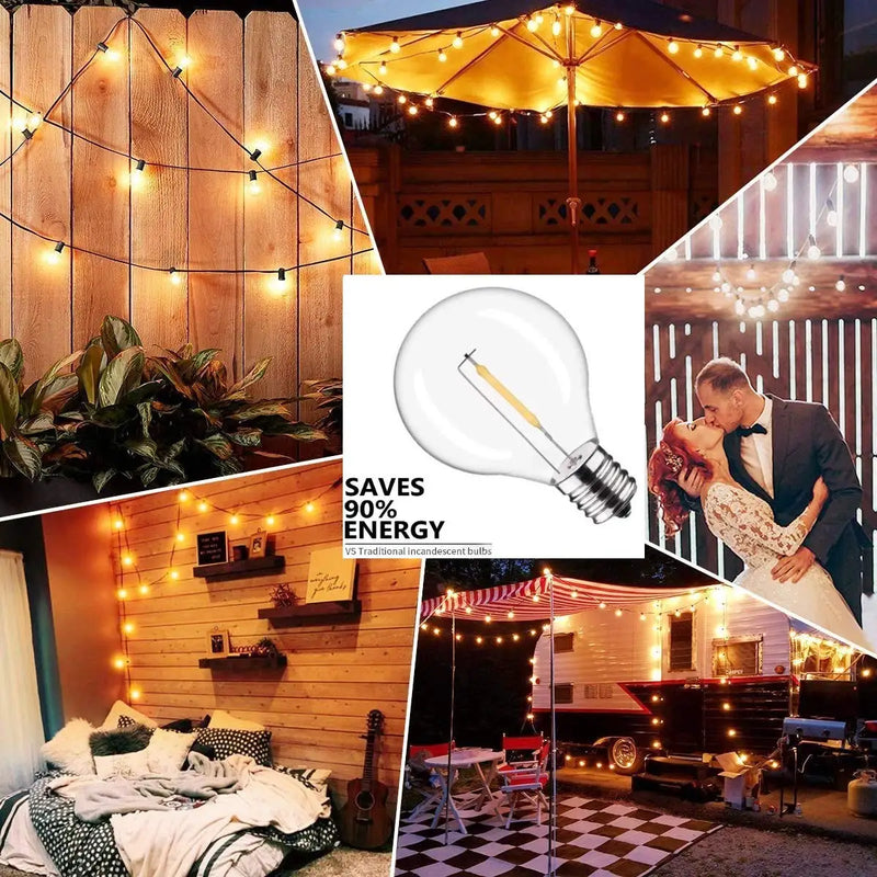 Afralia™ G40 1W PET LED Bulbs - E12 Screw Base Shatterproof Globe Bulbs - Outdoor String Lights