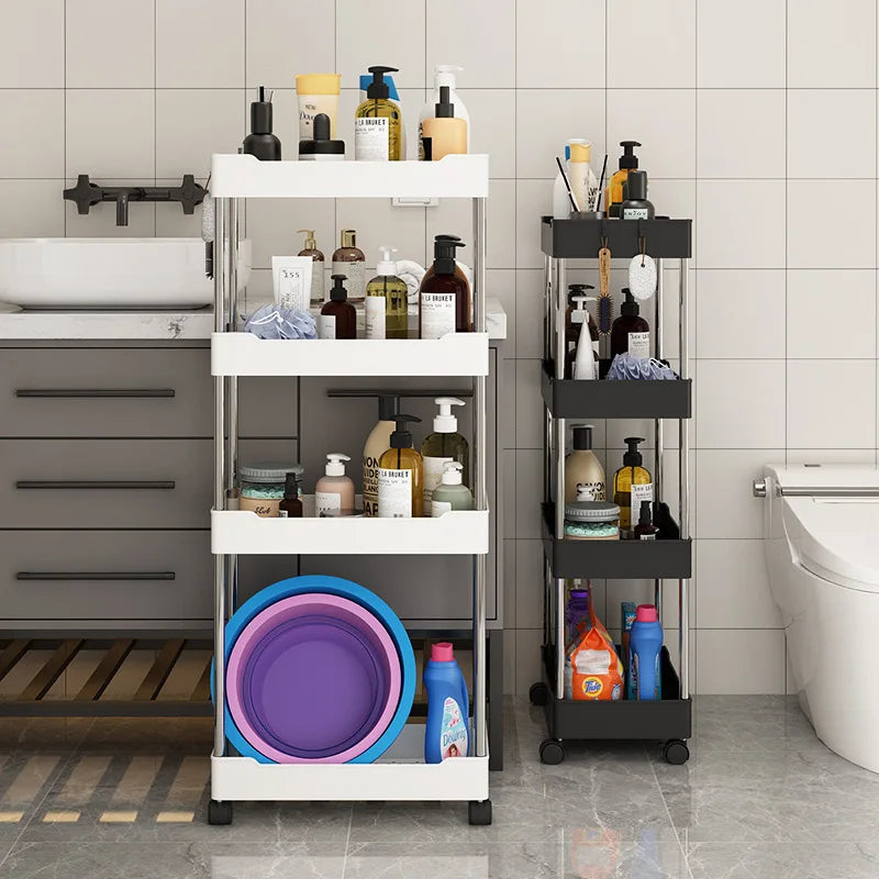 Afralia™ Slim Slide Organizer Rack: Mobile Kitchen/Bathroom Storage Shelf