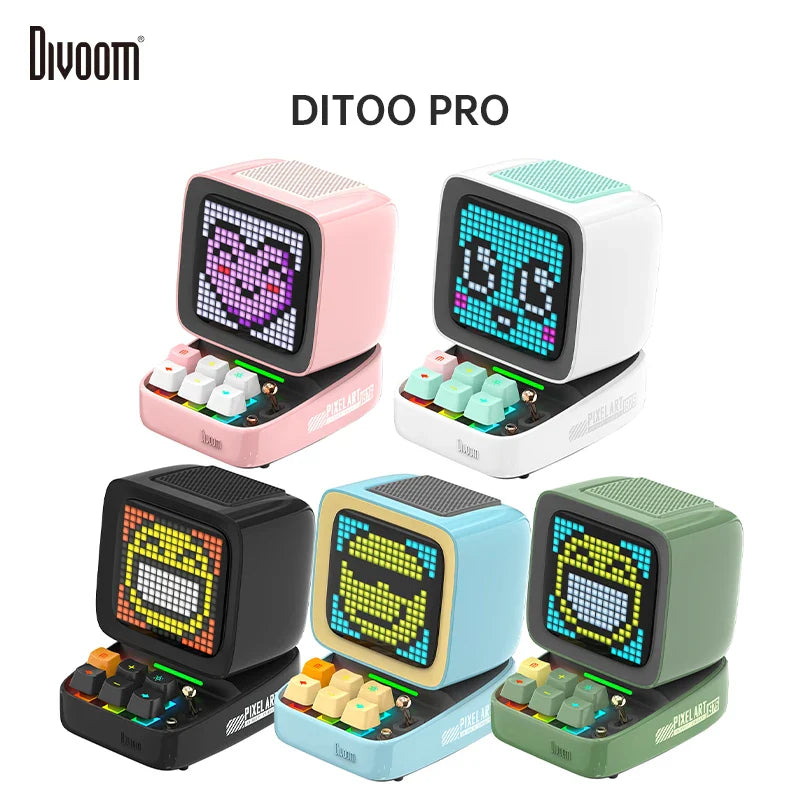 Afralia™ Ditoo-Pro Retro Pixel Art Bluetooth Speaker Alarm Clock LED Display Board