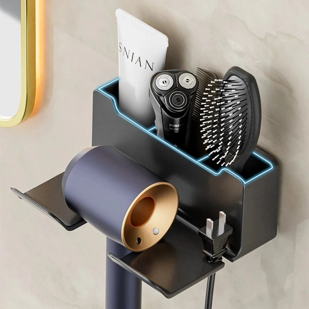 Afralia™ Hair Dryer Holder and Bathroom Shelves with Storage Box