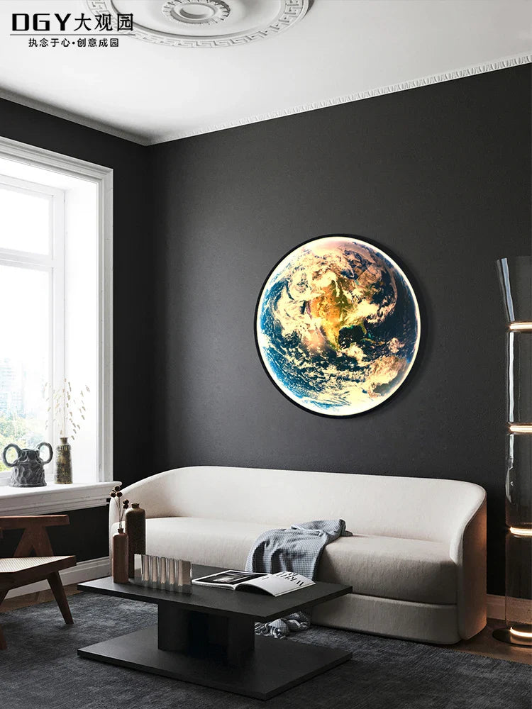 Afralia™ Modern Moon Earth Wall Lamp for Living Room Bedroom - Ambient Light Fixture