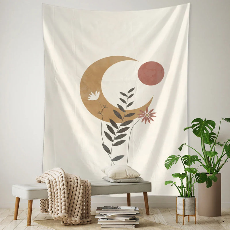 Moon Illustration Tapestry Wall Hanging Afrocentric Boho Hippie Home Decor by Afralia™