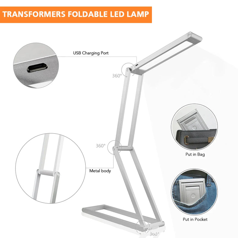 Afralia™ Dimmable LED Desk Lamp - Portable, Foldable, USB Charging, Energy Saving for Study & Work